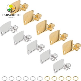 Tarsureth ต่างหูสตั๊ด สเตนเลส ทรงสี่เหลี่ยม สีทอง สีเงิน แบบเปลี่ยน สําหรับคนรัก แฮนด์เมด