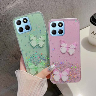 เคสโทรศัพท์มือถือ ซิลิโคนนิ่ม ปิดด้านหลัง ลายผีเสื้อ ท้องฟ้ากลางคืน หรูหรา สําหรับ Honor X8A X8 X6 4G 5G