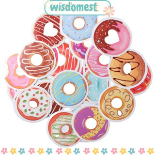 WISDOMEST สติกเกอร์ติดกระเป๋าเดินทาง ลายโดนัทน่ารัก กันน้ํา สําหรับตกแต่งขวดน้ํา แล็ปท็อป ปาร์ตี้