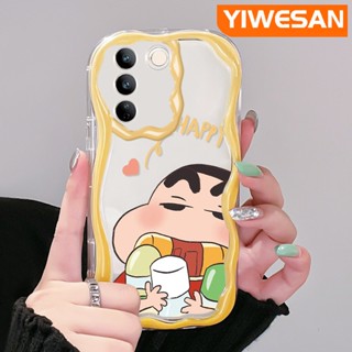 เคสโทรศัพท์มือถือแบบนิ่ม ใส กันกระแทก ลายการ์ตูนชินจัง สีครีม สําหรับ vivo V27 Pro 5G V27E 5G S16 Pro 5G S16E 5G