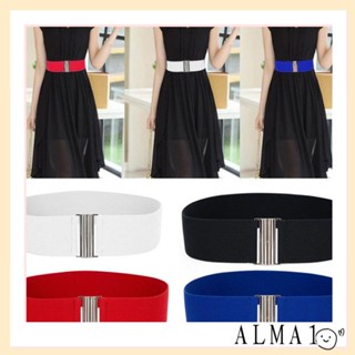 Alma เข็มขัดกว้าง ผู้หญิง แฟชั่น สีเงิน หัวเข็มขัดรัดตัว