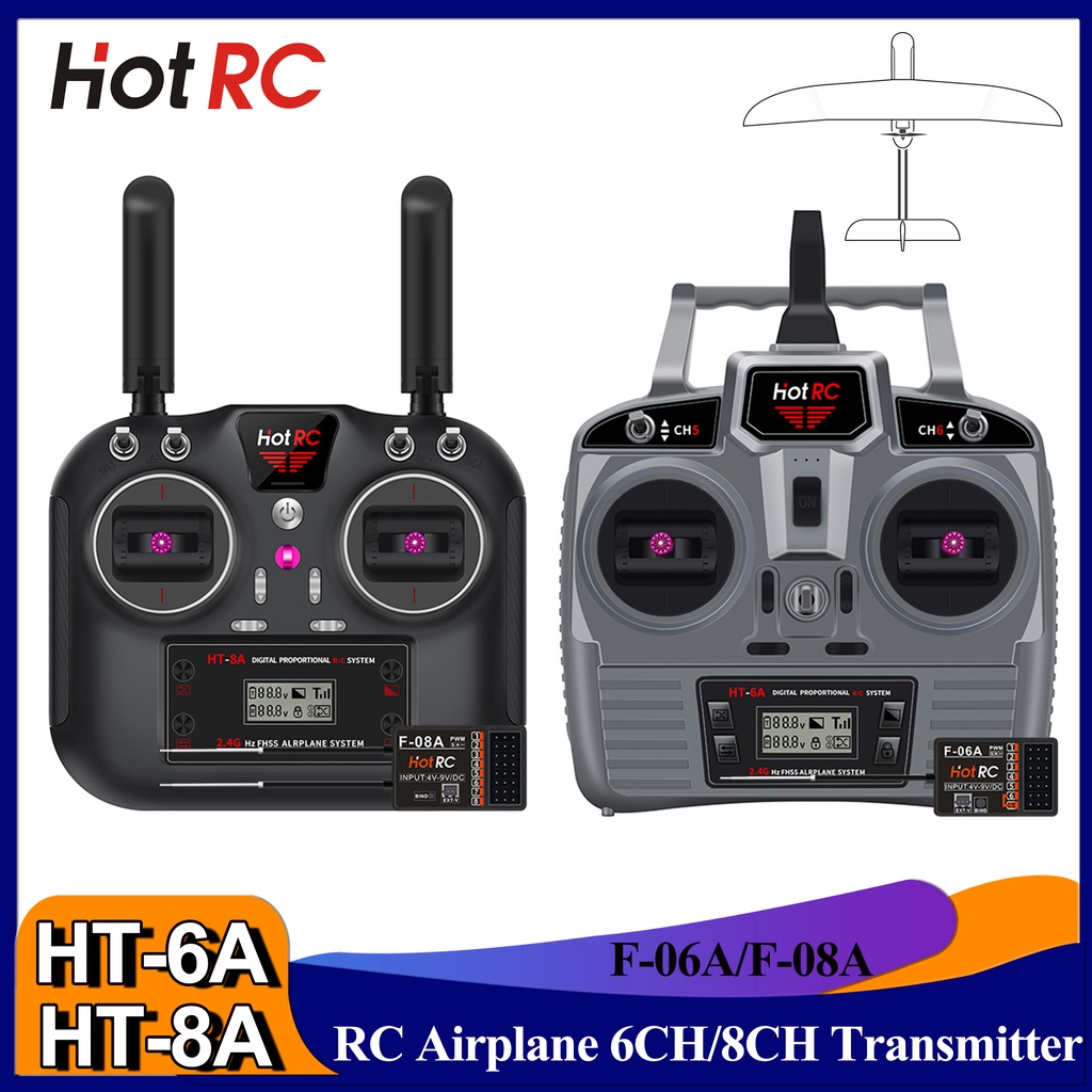 Hotrc HT-6A HT-8A รีโมตคอนโทรล 2.4G 6CH 8CH 4.5-9V PWM FHSS เครื่องส่งสัญญาณ สําหรับโดรน คอร์ดคอปเตอ
