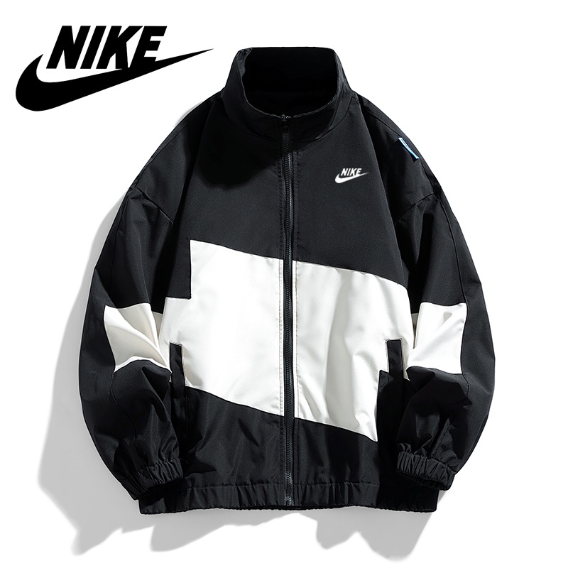 Nike M-4XL เสื้อแจ็คเก็ตซิปบล็อกสีแขนยาวฤดูใบไม้ร่วงผู้ชายเสื้อโค้ทคุณภาพสูง