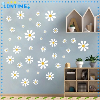 Lontime สติกเกอร์ติดผนัง PVC ลายดอกไม้ ดอกเดซี่ สีขาว สไตล์เรโทร สําหรับเด็กผู้หญิง