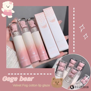 Gege Bear Powder Mist Milk Cream Mist Lip Glaze Cake Lip Cream ลิปสติก เครื่องสำอาง กำมะหยี่เนื้อแมท 1pcs เนื้อครีมนุ่ม ลิป ลิปสีแดง หมีน่ารัก 6 สี แต่งหน้าหญิง 【elle20181_th】