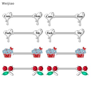 Weijiao% จิวบาร์เบล สเตนเลส รูปเค้ก เชอร์รี่ สีแดง เครื่องประดับ สําหรับผู้หญิง 2 ชิ้น