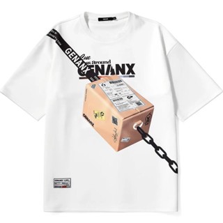 เสื้อยืดแขนสั้น ผ้าฝ้าย แบบบาง แต่งซิป พิมพ์ลาย Oenanx Street Wear สําหรับผู้ชาย