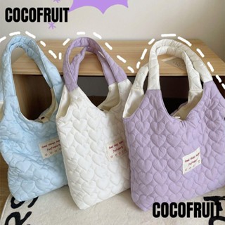 Cocofruit กระเป๋าสะพายไหล่ ผ้าฝ้าย ทรงโท้ท ขนาดใหญ่ จุของได้เยอะ ใช้ซ้ําได้ สําหรับผู้หญิง