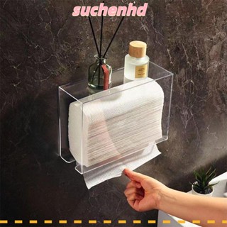 Suchenhd ที่ใส่กระดาษทิชชู่ กระดาษทิชชู่ อะคริลิคใส แบบพับได้ ไม่ต้องสัมผัส ตัว Z พับได้ หลายพับ สําหรับติดผนัง