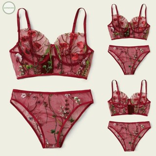 GORGEOUS~Bra Set Thong Bathing Transparent Bras Womens Floral G-string Lingerie