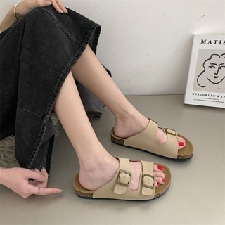 birkenstocks💕ย้อนยุคสบาย ๆ รองเท้าส้นตึก, กันลื่น แฟชั่น รองเท้าแตะแพลตฟอร์ม, มี 2 สี, Size 35-43