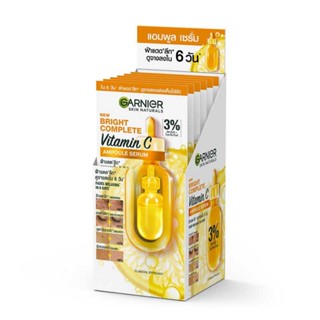 (6ซอง/กล่อง) Garnier Vitamin C Ampoule Serum การ์นิเย่ สกิน แนทเชอรัลส์ ไบรท์ คอมพลีท วิตามินซี แอมพูล เซรั่ม 1.5มล.