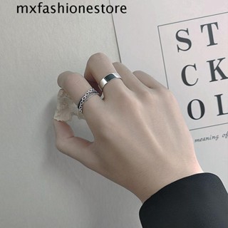 Mxfashione แหวนโซ่บิด ปรับขนาดได้ เท่ เรียบง่าย สไตล์ฮิปฮอป ความกว้าง สําหรับผู้ชาย ผู้หญิง