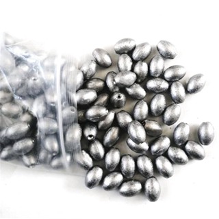 FMD❤ 50 Pieces Egg Fishing Sinkers Weights Assortment Lead Oval Shape Bottom