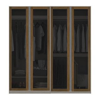[กทม. 3-5 วัน ส่ง] Koncept furniture ตู้เสื้อผ้าบานเปิด รุ่น Blox สีไม้เข้ม (200x59x210 ซม.)