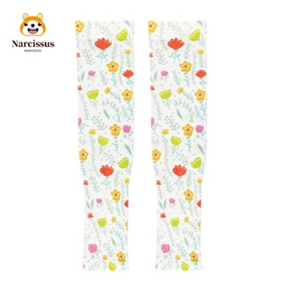 Narcissus ปลอกแขน ผ้าเรยอน กันแดด ลายดอกไม้ ดารามันเชียง สําหรับขี่จักรยานกลางแจ้ง 2 คู่