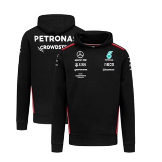 เสื้อกันหนาว มีฮู้ด แบบแห้งเร็ว ลายทีม Mercedes AMG Petronas F1 สําหรับเด็กผู้ชาย 2023