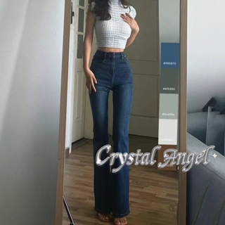 Crystal กางเกงขายาว กางเกงยีสน์ผู้หญิง ทรงหลวม ๆ ตรง Retro Hip Hop Pants 2023 NEW Style WNK2390679 37Z230911