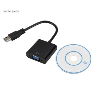 Instylelady อะแดปเตอร์แปลงการ์ดจอภายนอก USB 30 เป็น 1080P VGA สําหรับ Win7 8 10