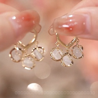 0912YWGM Best-Seller on Douyin Temperament Spiral Opal Ball Earrings Ear Clip Light Luxury Super Fairy Wild Design Sense Ear Rings Female PLC3