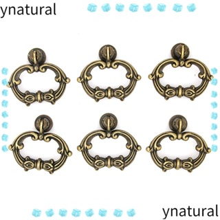 Ynatural ลูกบิดทองเหลือง พร้อมสกรูยึด รูเดียว สีบรอนซ์ สําหรับตู้เสื้อผ้า ลิ้นชัก 6 ชุด