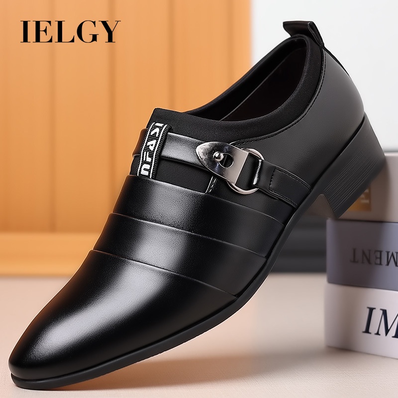 IELGY ใหม่รองเท้าหนังผู้ชายธุรกิจชุดรองเท้าขนาดใหญ่ชี้รองเท้าลําลอง