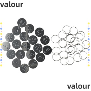 Valour พวงกุญแจป้ายแท็กตัวเลข ทรงกลม สีเงิน 23 มม. 1-20 สําหรับสํานักงาน 20 แพ็ค