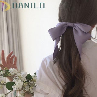 Danilo กิ๊บติดผม ริบบิ้นโบว์ สีม่วง เรียบง่าย ฤดูใบไม้ผลิ เครื่องประดับผม สําหรับผู้หญิง