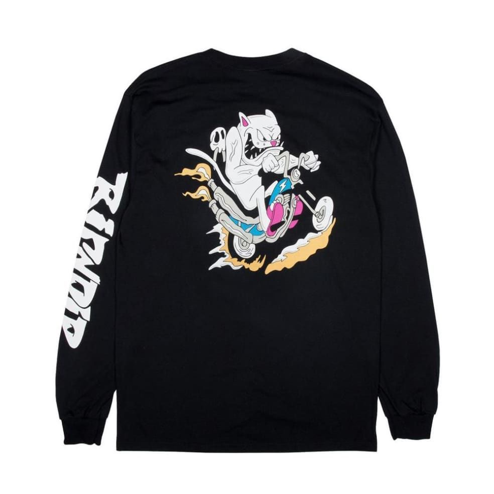 American Street Wear RIPNDIP นิ้วกลางแมวราคาถูกแขนยาวหลวม Casual เสื้อยืดผู้ชายผู้หญิงสไตล์คู่