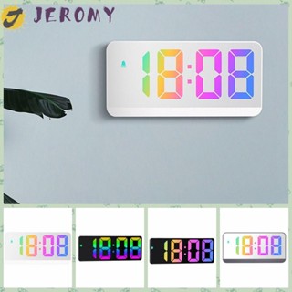 Jeromy นาฬิกาปลุกดิจิทัล LED หน้าจอสี่เหลี่ยมผืนผ้า ขนาดใหญ่ ตั้งเวลาได้ สีสันสดใส สําหรับครัวเรือน