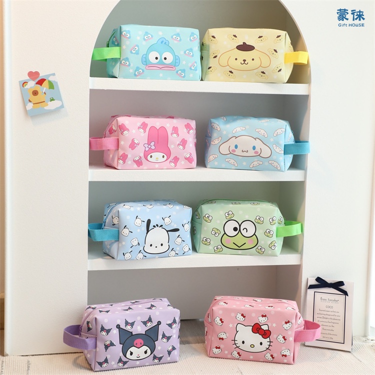 กระเป๋าใส่เครื่องสําอางและดินสอกันน้ํา,กระเป๋าเครื่องสําอาง Sanrio Hello Kitty Kuromi ขนาดใหญ่,กระเป๋าเดินทางหลายชั้นสําหรับอุปกรณ์อาบน้ําและเครื่องเขียน,ผู้หญิงสาวของขวัญ