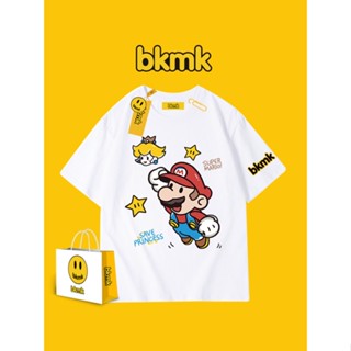 Bkmk ใหม่ Mario Rescue Princess เสื้อยืดลําลอง แขนสั้น ผ้าฝ้าย ลายการ์ตูน แนวสตรีท สําหรับผู้ชาย และผู้หญิง