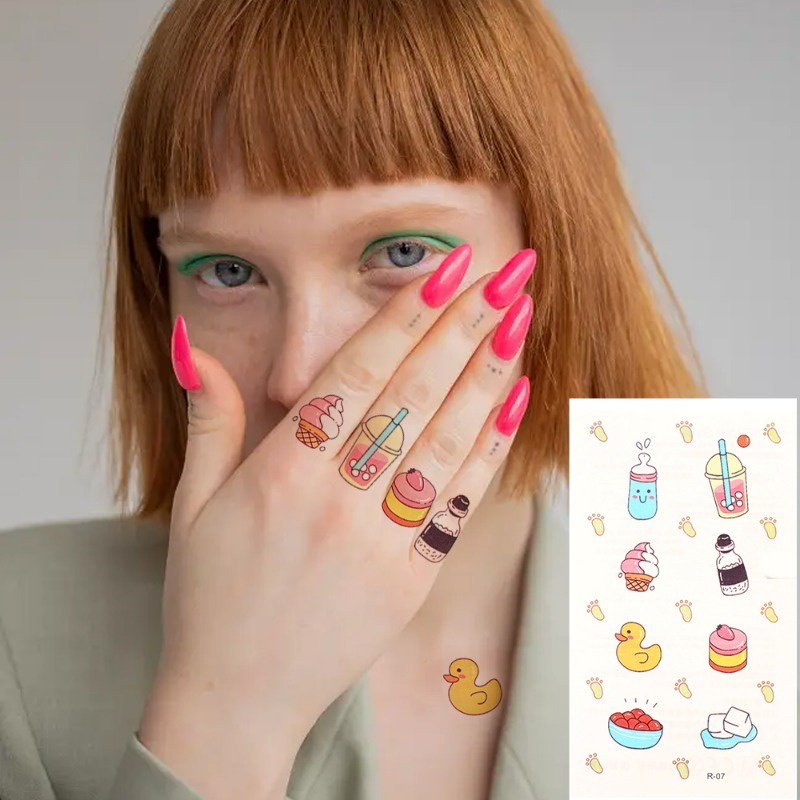สติกเกอร์รอยสักชั่วคราว ลายการ์ตูนกระต่ายน่ารัก DIY สําหรับตกแต่งร่างกายเด็ก