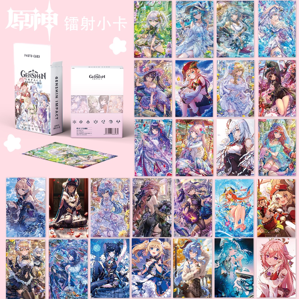 Genshin Impact Venti Ganyu Nahida HuTao Klee God และการ์ดเลเซอร์ HD 2YNU