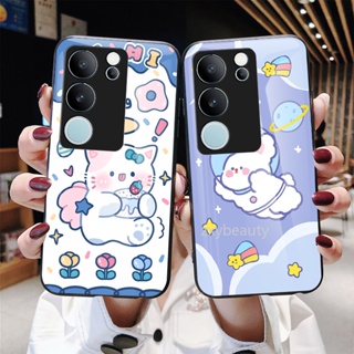 เคสโทรศัพท์มือถือกระจกนิรภัย TPU นิ่ม ขอบแข็ง กันกระแทก สําหรับ Vivo V29 Pro 5G 2023 V29 V29Pro VIVOV29Pro