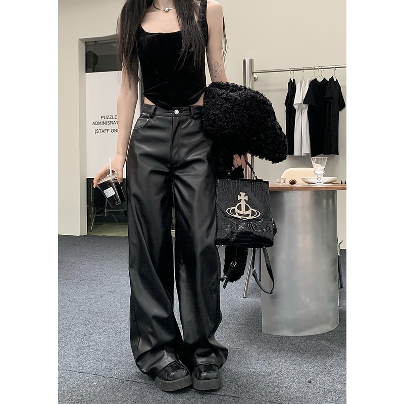 เสื้อแจ็กเก็ต หนัง PU และเสื้อกั๊กกํามะหยี่ และกางเกงขากว้าง แบบเข้ารูป ให้ความอบอุ่น แฟชั่นทันสมัย สําหรับผู้หญิง