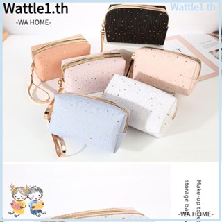 Wttle กระเป๋าเครื่องสําอาง กระเป๋าถือ ผ้าเรยอน ลายดาว สีบรอนซ์ แบบพกพา จุของได้เยอะ สําหรับผู้หญิง