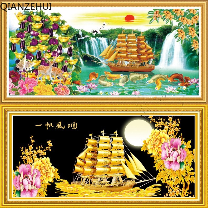 ชุดปักครอสสติตช์ ผ้าฝ้าย 11CT พิมพ์ลายดอกโบตั๋น สําหรับห้องนั่งเล่น DIY