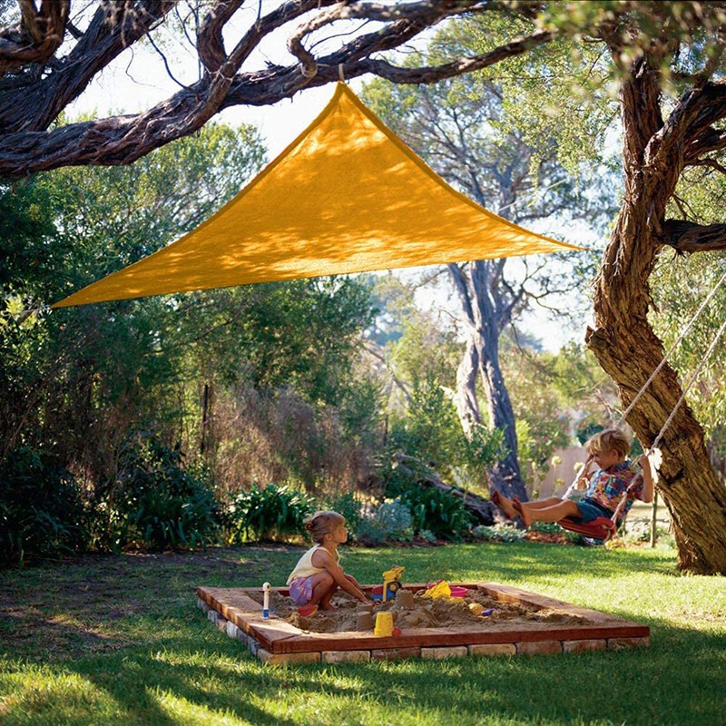 PG Sun Shade Sail เต็นท์ปิคนิก 98%ป้องกันรังสียูวี ทรงสามเหลี่ยม ขนาดพกพา รูปสามเหลี่ยมหลังคาบล็อก