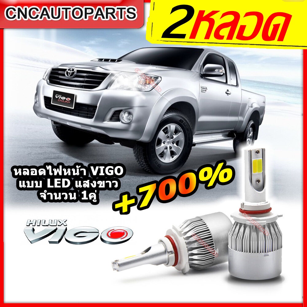 [1คู่] หลอดไฟหน้า TOYOTA VIGOปี 2004-2014 LED C6 H4 รุ่นใหม่สว่างขึ้น+700% แสงไกล กันน้ำ แสงสีขาว 6000K