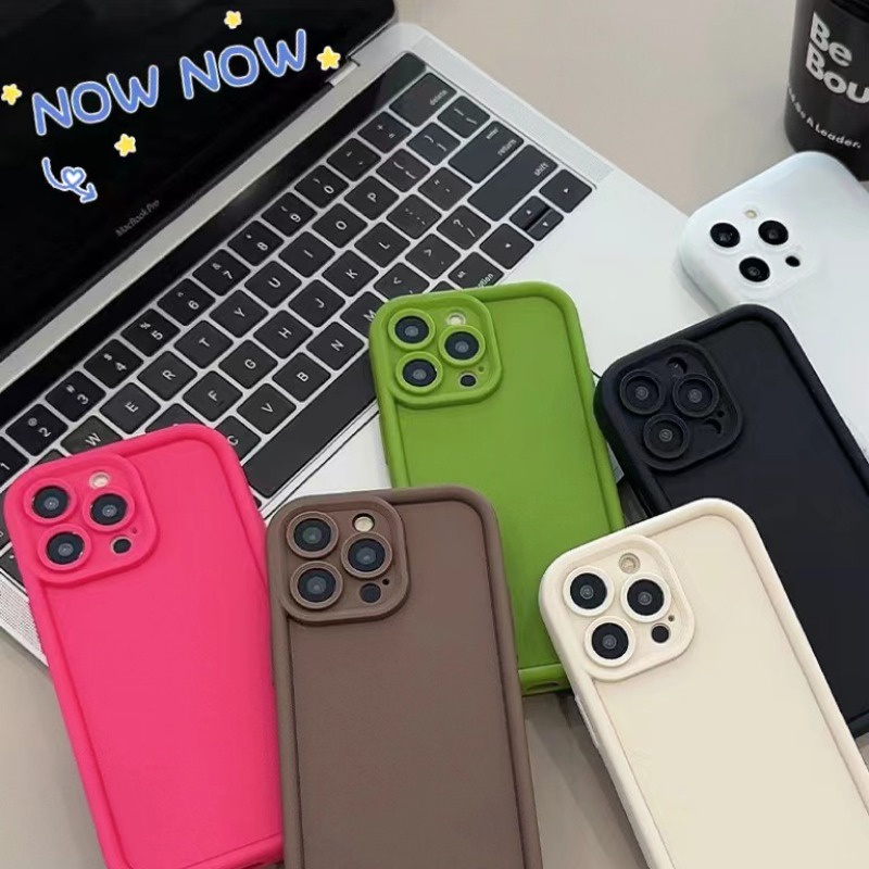 เคสโทรศัพท์มือถือ ซิลิโคนนุ่ม กันกระแทก สีพื้น เรียบง่าย สําหรับ iPhone 15 14 13 12 11 Pro MAX X XR XS MAX 7 8 Plus