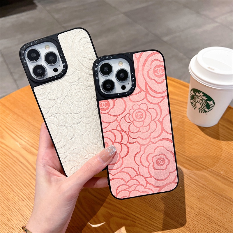 Casetifg เคสโทรศัพท์มือถือหนัง ซิลิโคน TPU แข็ง กันกระแทก ลายดอกคามิเลีย 3D หรูหรา สําหรับ iPhone 15 14 11 12 13 Pro Max