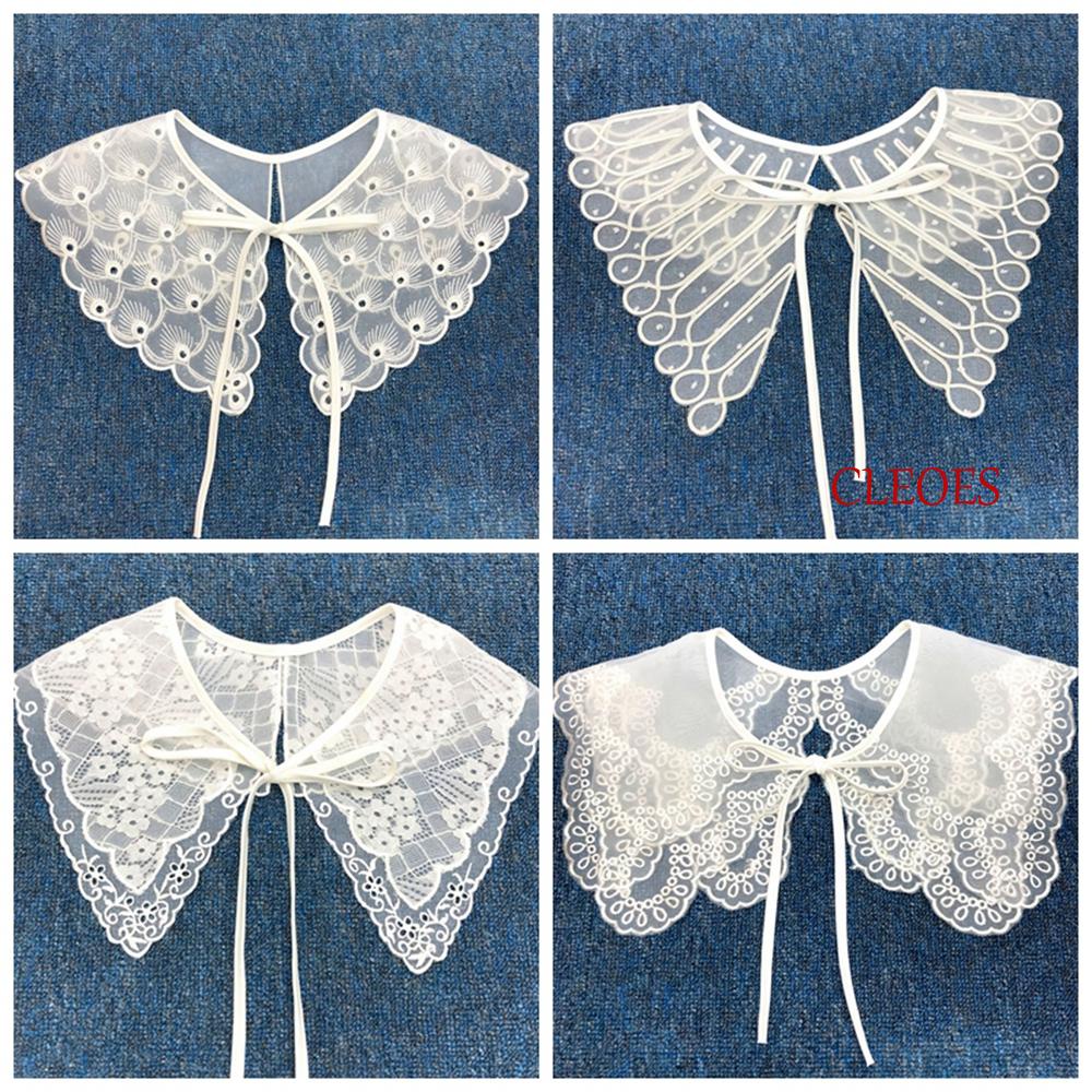 Cleoes ปกเสื้อปลอม DIY ผ้าคลุมไหล่ แบบกลวง เครื่องแต่งกาย สําหรับเด็กผู้หญิง
