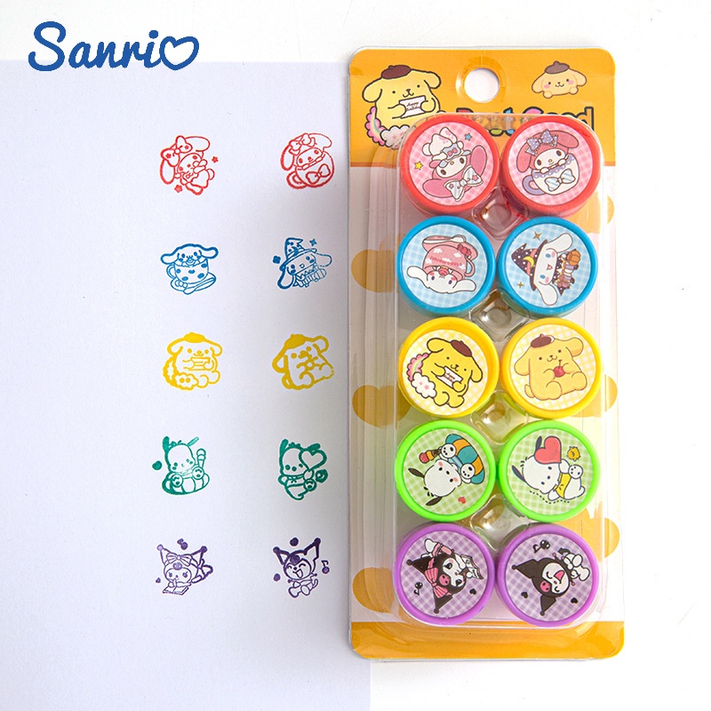โปรโมชั่น 1 ชิ้น - ชุดแสตมป์การ์ด Sanrio, เหรียญเด็กน่ารัก, แสตมป์การ์ตูนสําหรับเด็ก, ของขวัญเครื่องเขียนโบรชัวร์