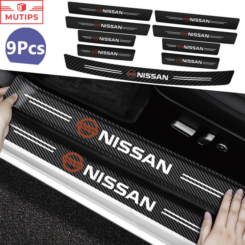 Nissan ป้องกันรอยขีดข่วน สติกเกอร์คาร์บอนไฟเบอร์ สติกเกอร์​ สำหรับธรณีประตูรถยน Kicks 2022 Note Almera Terra Navara nismo xtrail t32 t33 March Teana Leaf Juke Sylphy