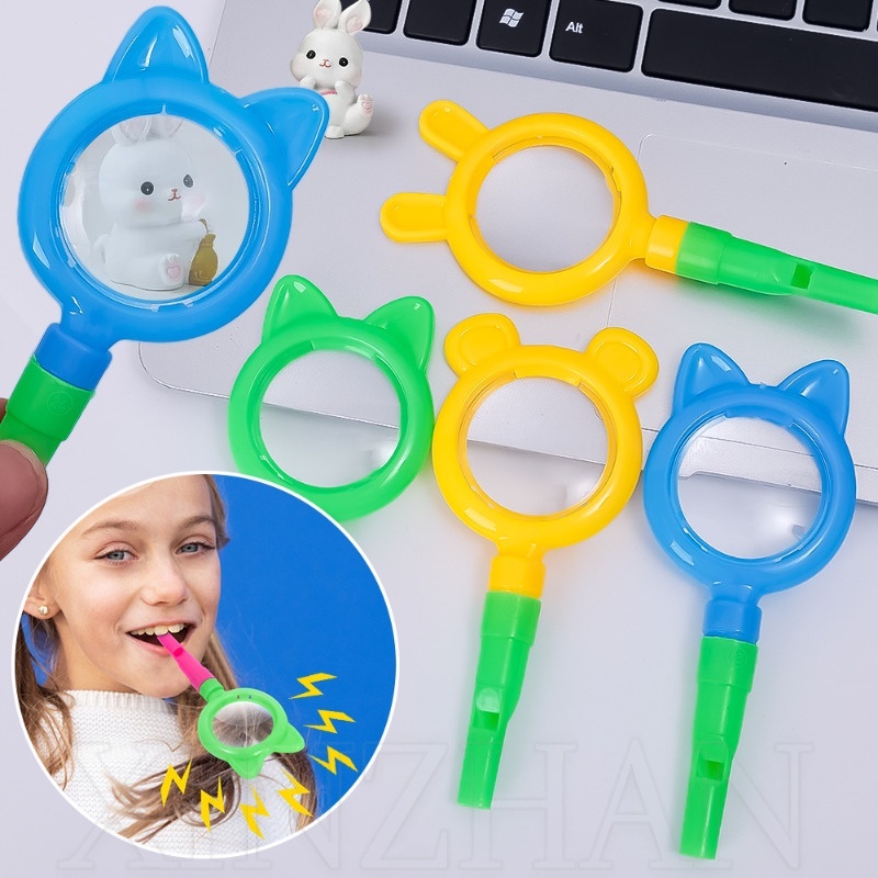 [สุ่มสี] ของเล่นเด็ก นกหวีดสํารวจ Loupe / การ์ตูนสนุก สร้างสรรค์ แว่นขยาย รางวัล ขนาดเล็ก / เล่นบ้าน ของเล่น / นกหวีดสี เชียร์ อุปกรณ์ประกอบฉาก