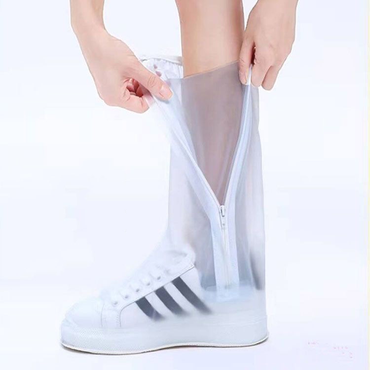 High-top Rain Shoe Cover กันน ้ ําแบบพกพาหนาทนต ่ อการสึกหรอ Anti-slip Sole Shoe Cover Outdoor Shoe Cover