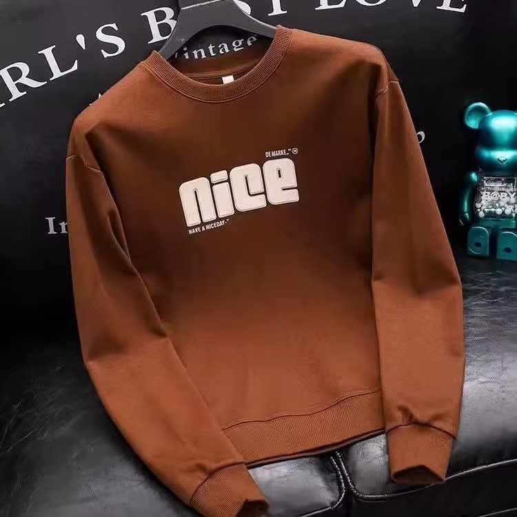 เสื้อกันหนาวแขนยาว คอกลม หนังกลับ แบบสวมหัว เข้ากับทุกการแต่งกาย แฟชั่นฤดูใบไม้ผลิ สําหรับผู้ชาย