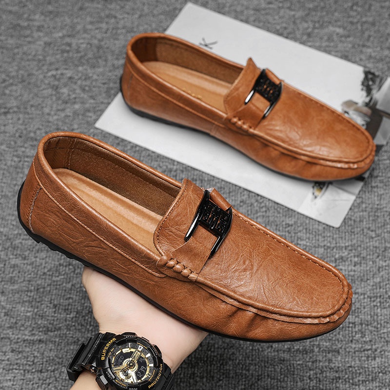 Ready Stock Men 's Leather Casual Loafers Driving Boat Shoes Size 39-44 NETQ