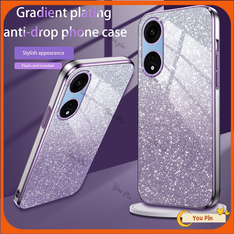 เคสโทรศัพท์มือถือ ลายกลิตเตอร์ พร้อมช่องใส่บัตร สําหรับ Oppo Reno 8T 4G A98 5G F23 A94 4 5 7Z 6Z 3 2 2F 2Z R17 A54 4G